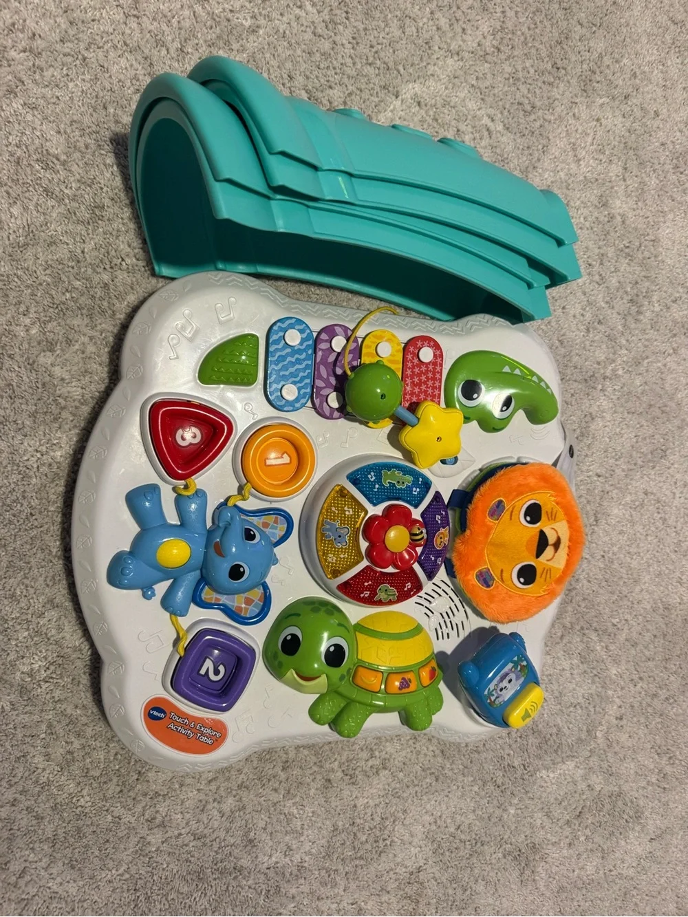 Interactive Kids Activity Table - Teal, White, Multicolor